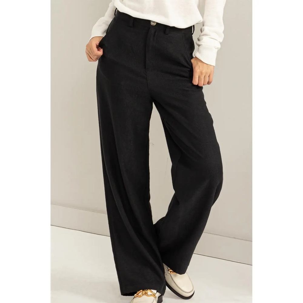 Corduroy Black Wide-Leg Cordoroy Relax Fit Pants NWT - Picture 5 of 6